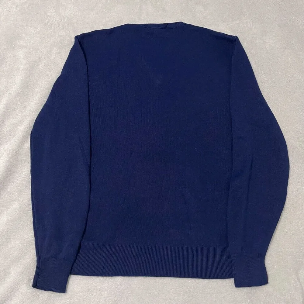 VTG Continental Sweater Mens Large Navy Blue V-Neck Pullover Preppy Made In USA